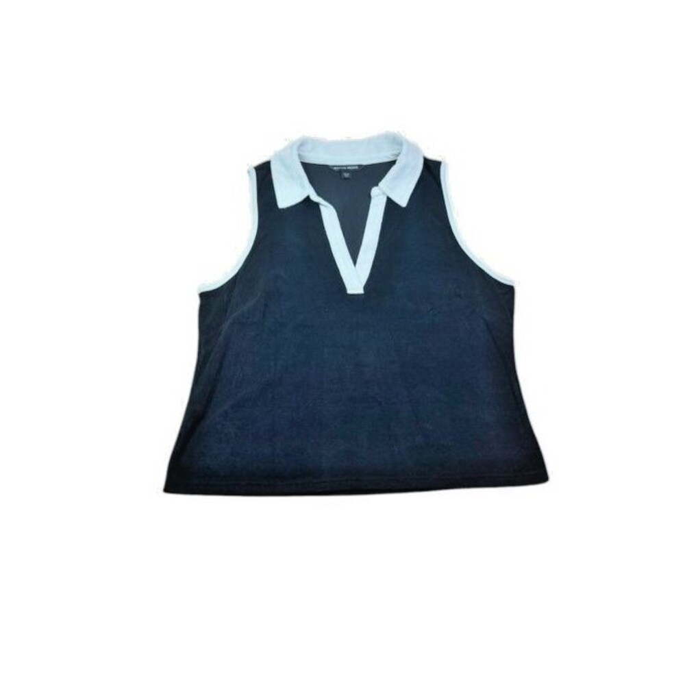 Boston Proper Womens Size XL Sleeveless Collared Terry Shirt Preppy Beach